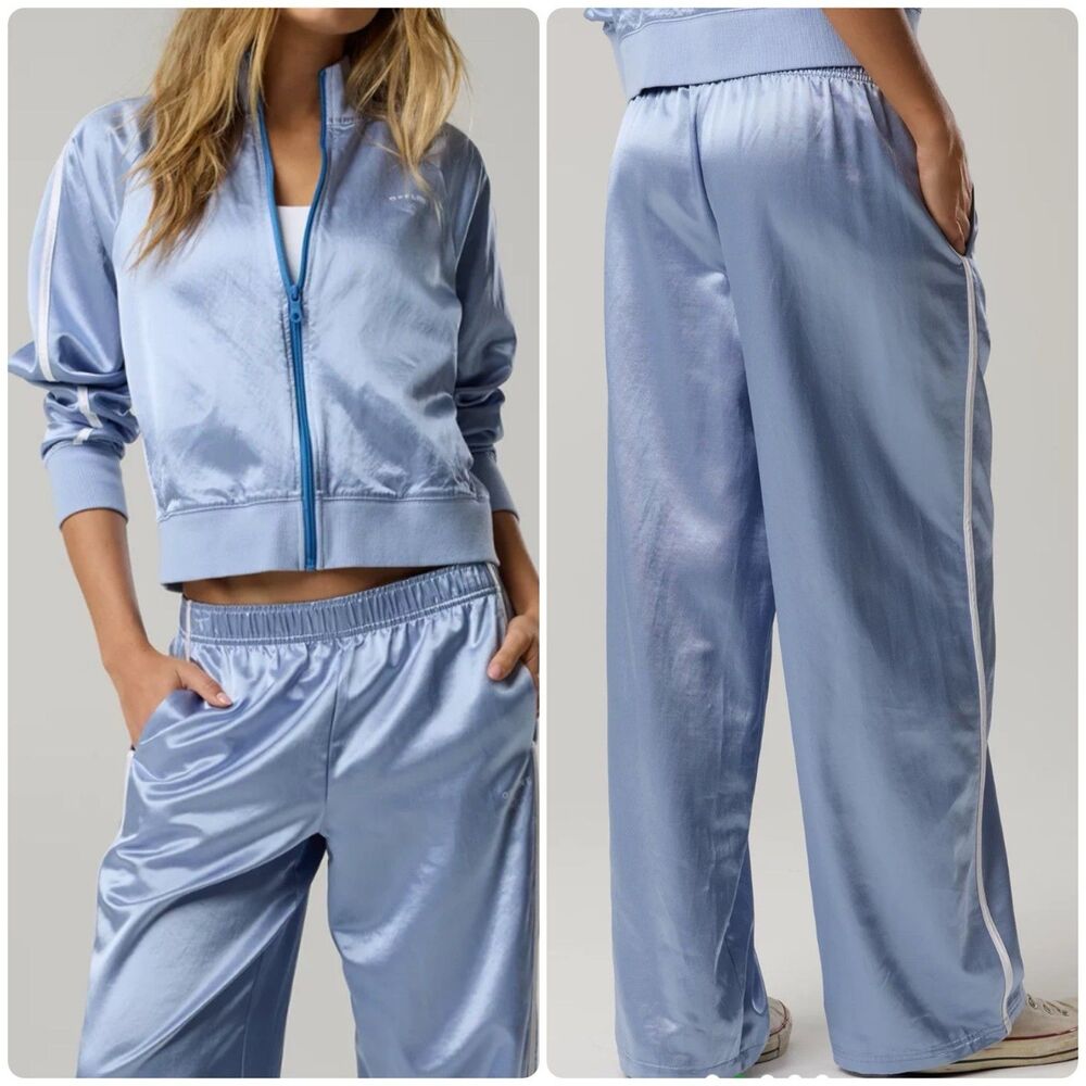 Offline Aerie You're A Winner Satin Bomber Jacket & Trouser Tracksuit Set sz M